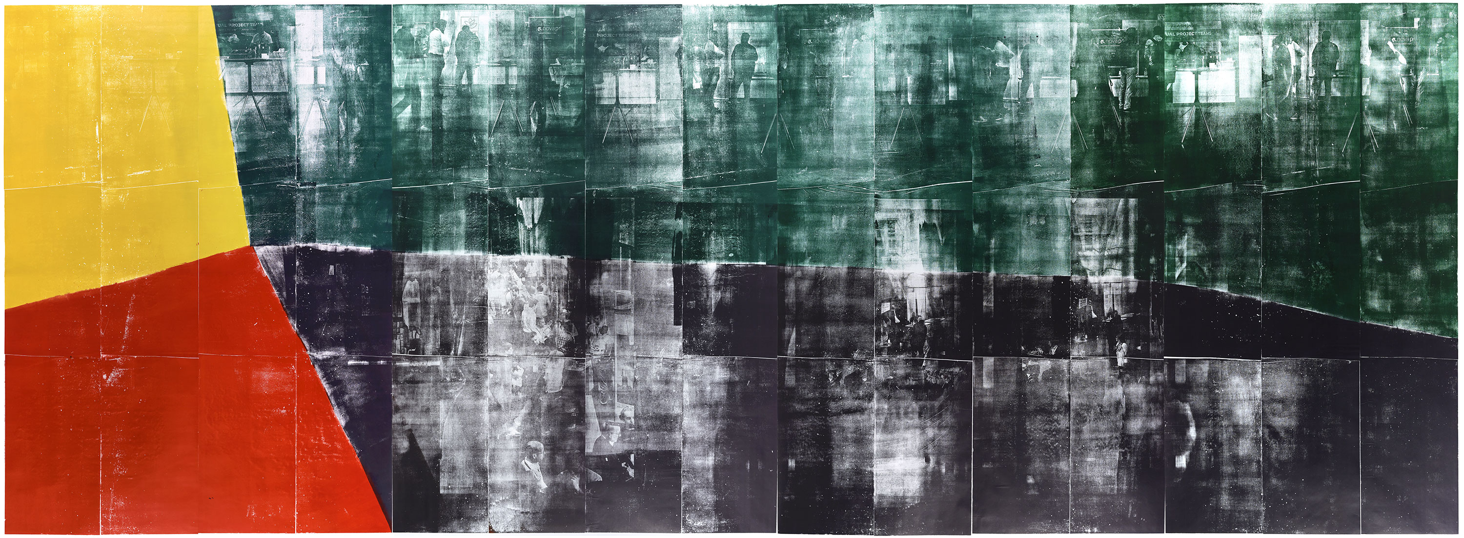 Farbkreis 1; Holzschnitt, Laserfotografie; 272,7x702,3cm; 2019