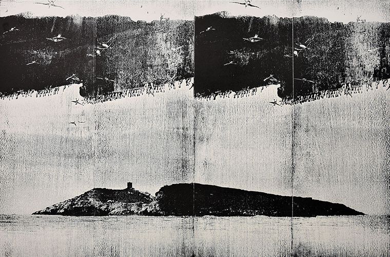 "Callao"; woodcut, lasercollage; 50x76cm; 2017; Genaro Strobel