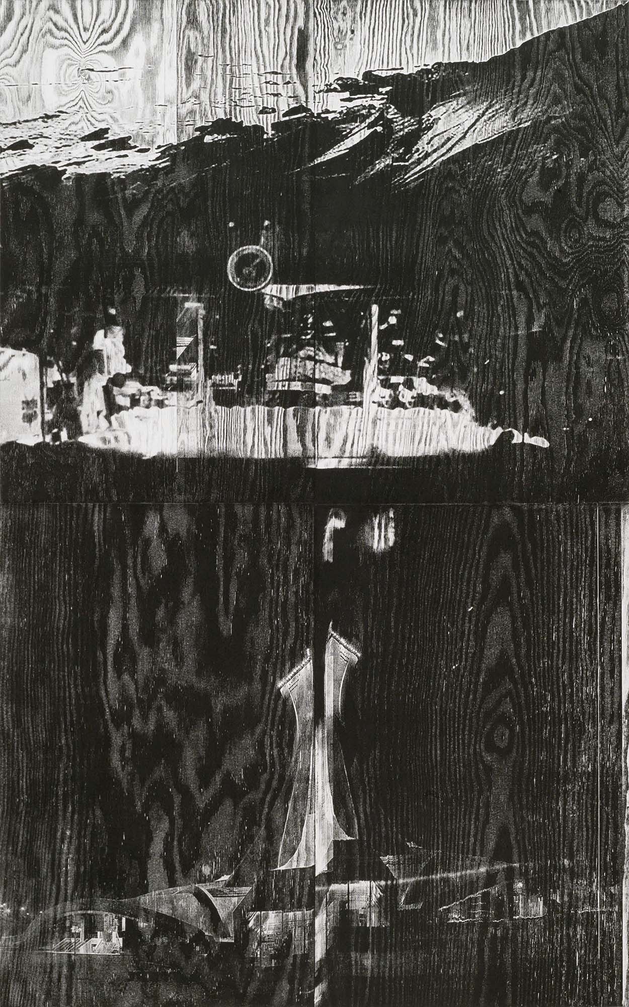 White Elephant, 2010, wood engraving (pine), 170 x 110 cm, Genaro Strobel