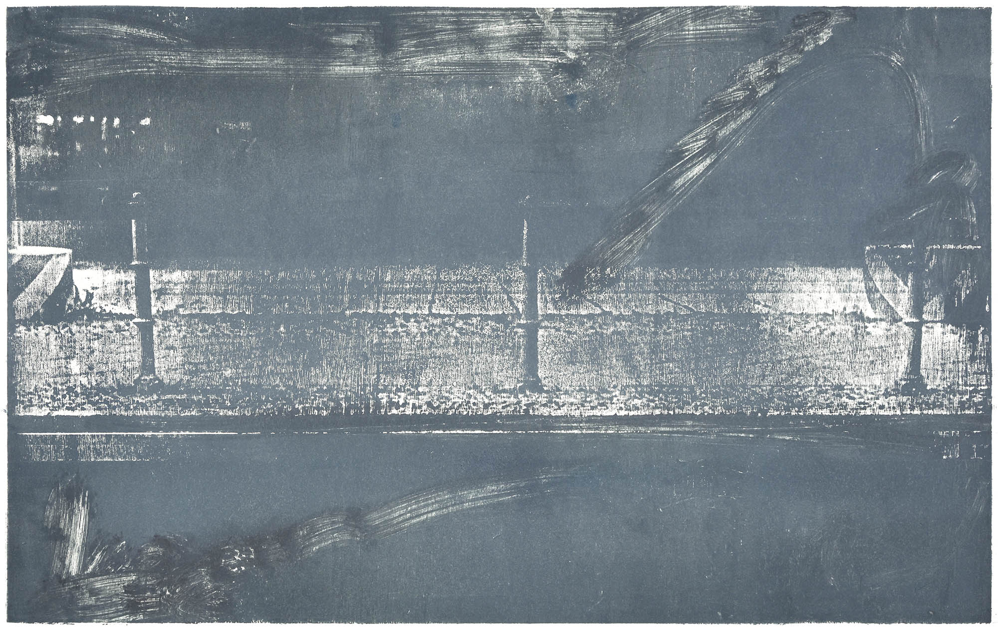 Grey Street, 2022, wood engraving (albasia), 64,5 x 99,3 cm, Genaro Strobel