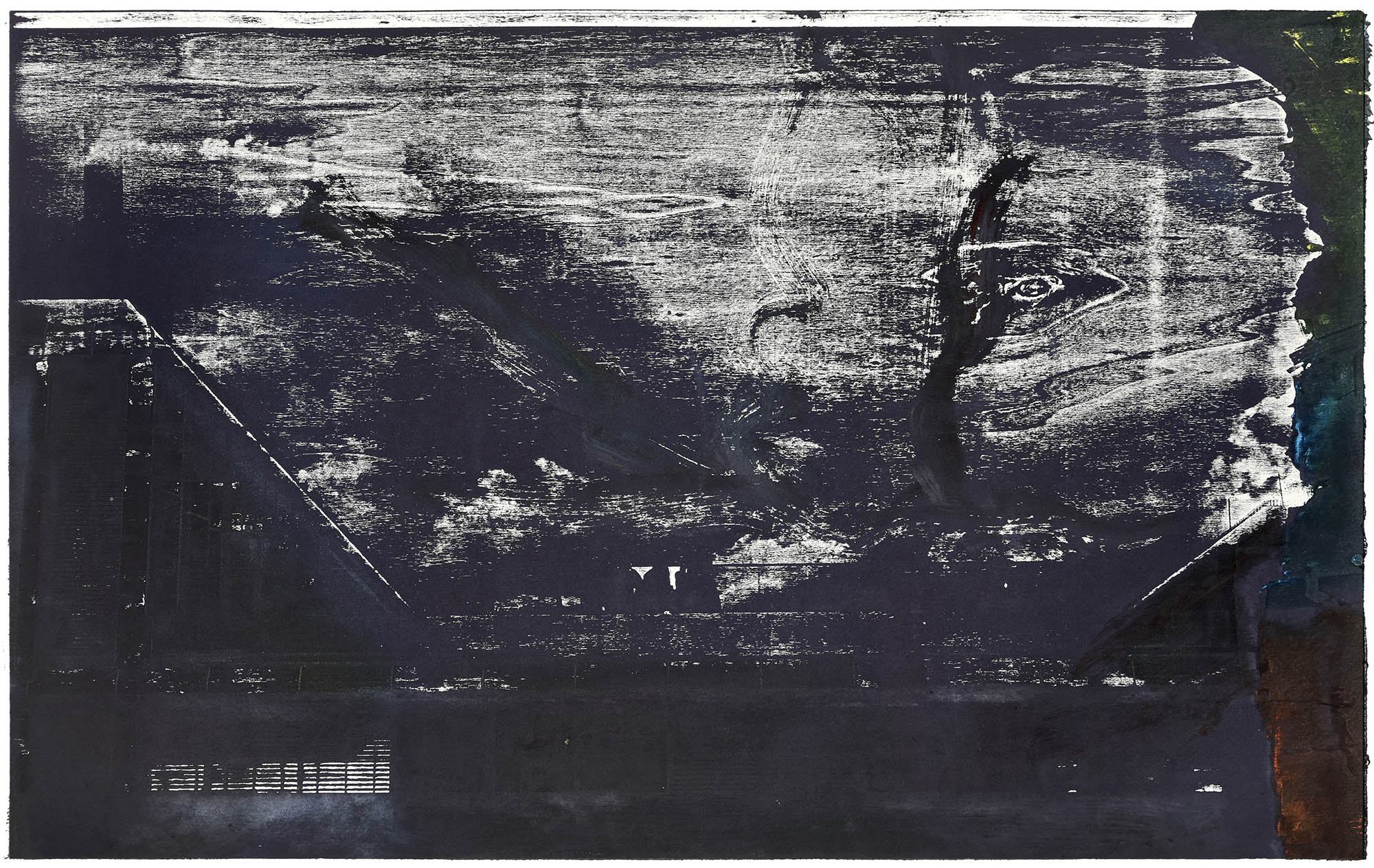 Purple Terrace, 2022, wood engraving (poplar), 65 x 100 cm, Genaro Strobel