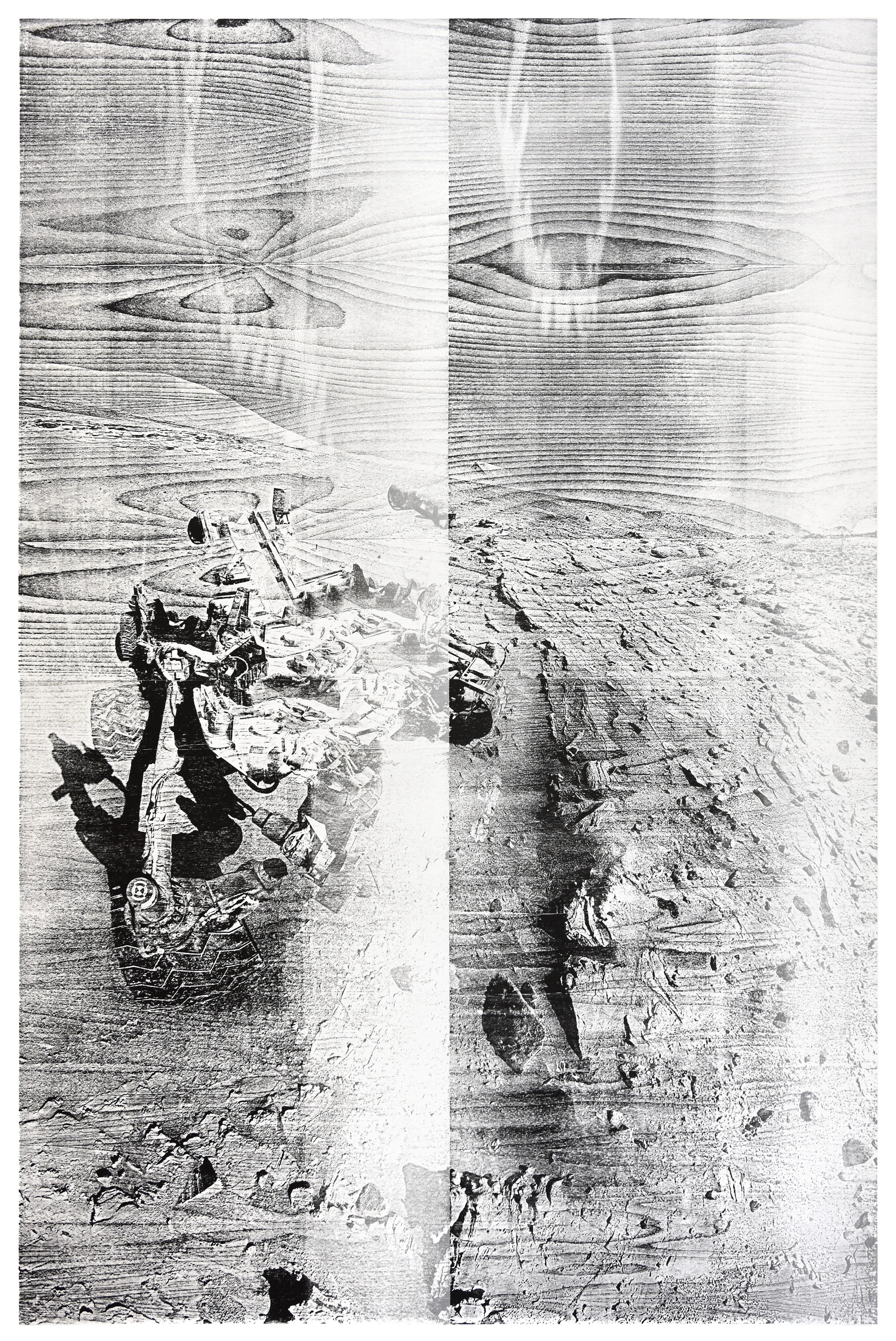 Windj, 2018, wood engraving (beech), 194,2 x 130,2 cm, Genaro Strobel