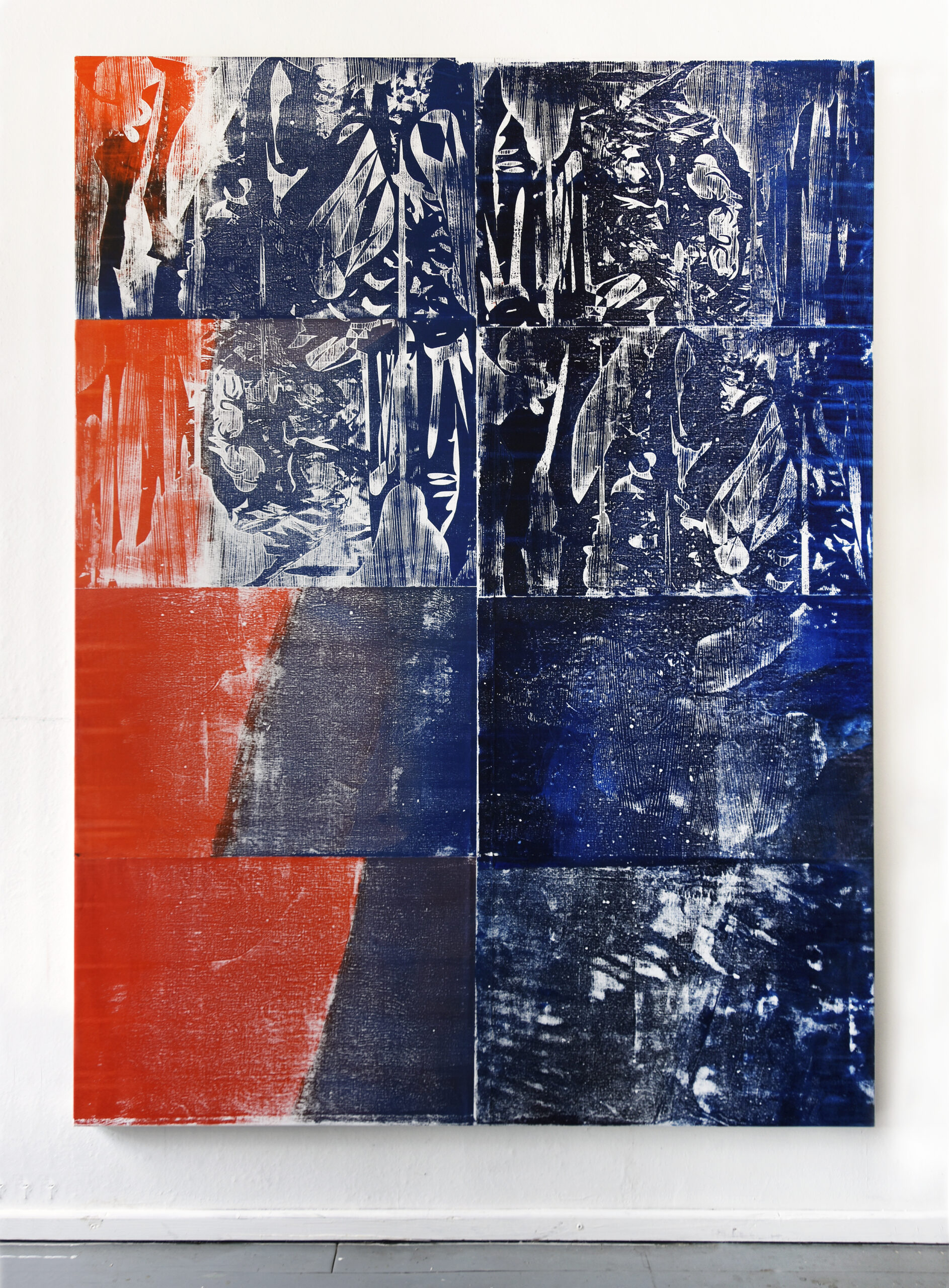 Figure and Elements - Love, Poppy and Farn, 2023, oil on canvas, ash, maple, 241 x 180,3 cm, Genaro Strobel
