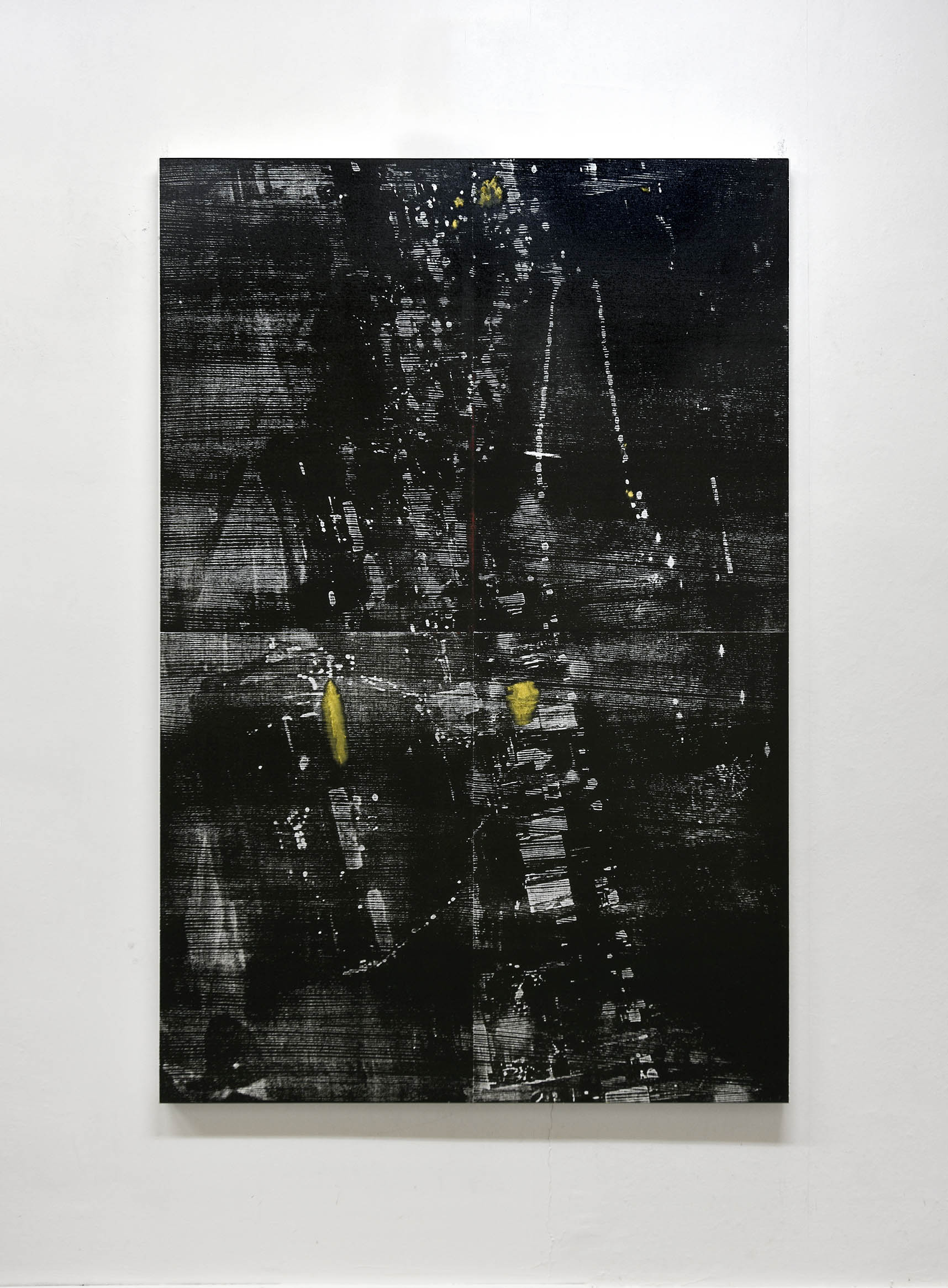 Farbkreis 18 (Champs Élysées), 2023, oil on canvas, ash, 180,6 x 120,6 cm, Genaro Strobel