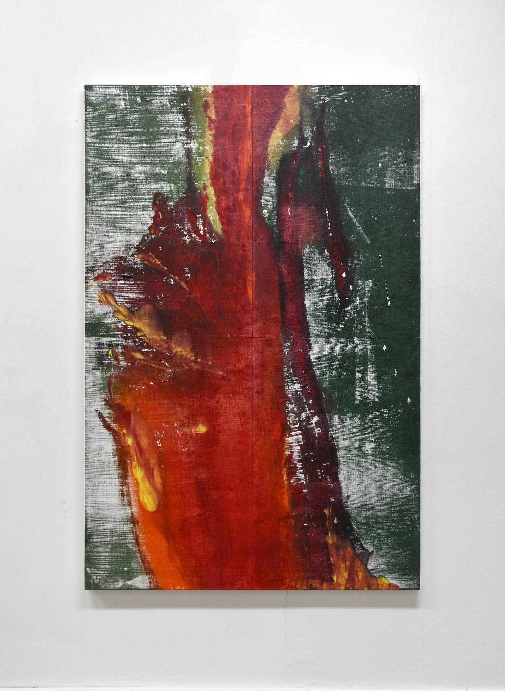 Farbkreis 19, 2023, oil on canvas, ash, 180,5 x 120,5 cm, Genaro Strobel