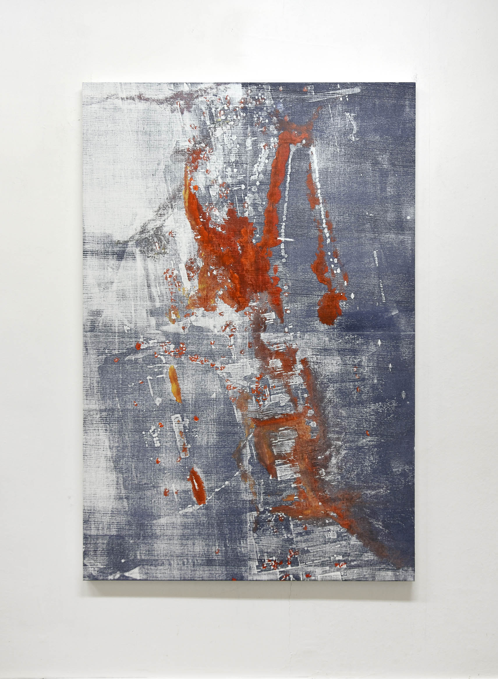Flight, 2023, oil on canvas, ash, 180,4 x 120,6 cm, Genaro Strobel